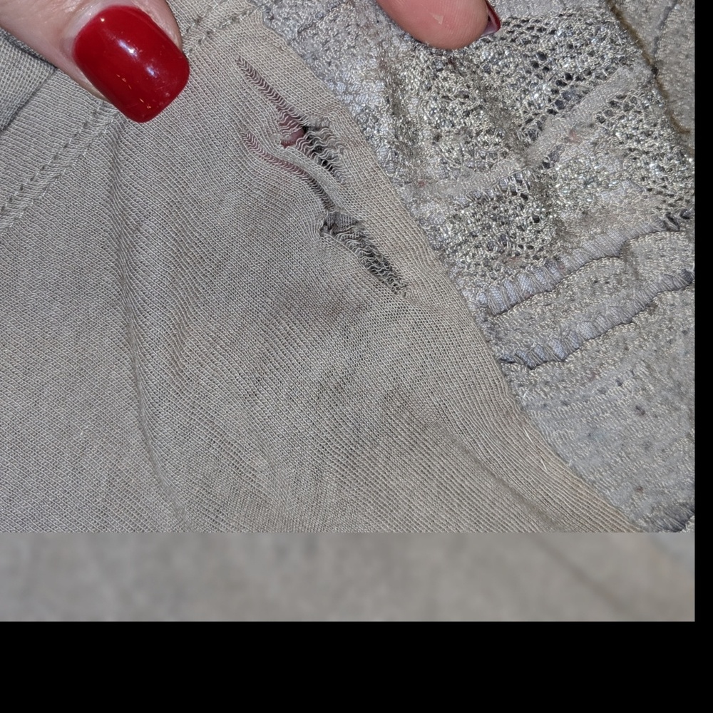 Express Taupe Shimmery Lace Women's Blouse - Picture 3 of 4